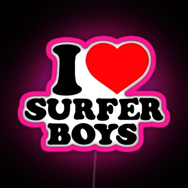 I Heart Surfer Boys RGB Neon Sign