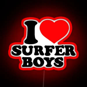 I Heart Surfer Boys RGB Neon Sign