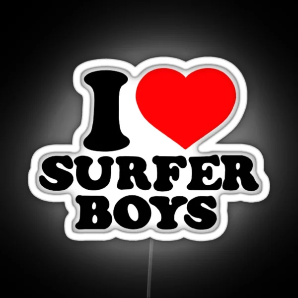 I Heart Surfer Boys RGB Neon Sign