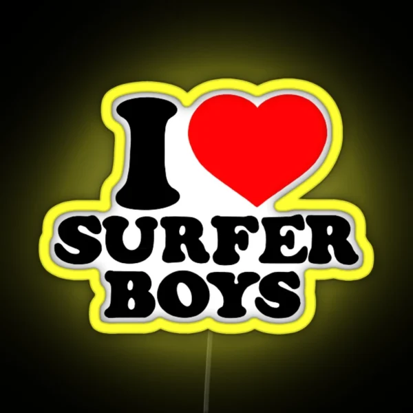 I Heart Surfer Boys RGB Neon Sign