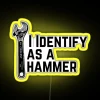 RGB Neon Sign with Hammer Symbolic Identity Expression Illumination Display