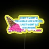LED Ice Cream Neon Sign with Color Changing RGB Lighting