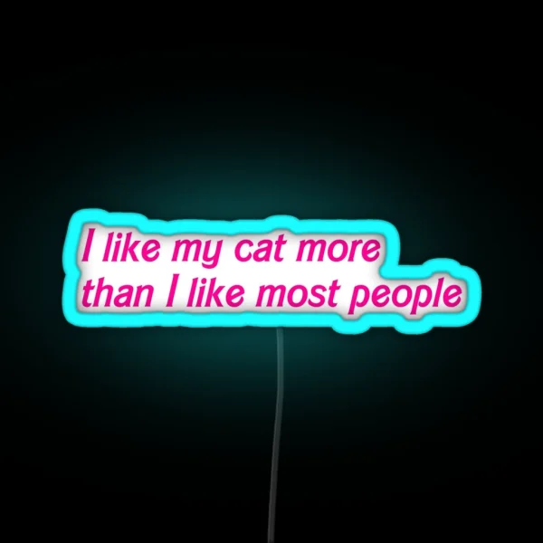 I Like My Cat More RGB Neon Sign