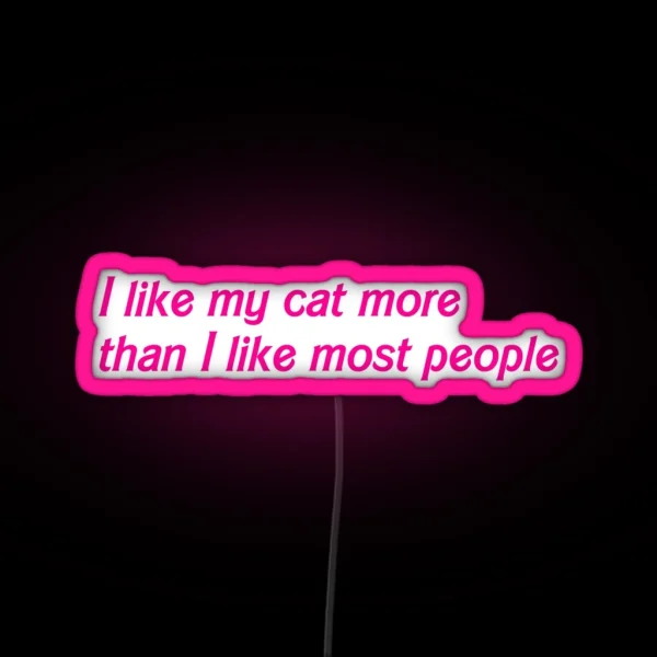 I Like My Cat More RGB Neon Sign