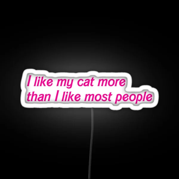 I Like My Cat More RGB Neon Sign