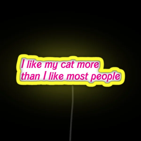 I Like My Cat More RGB Neon Sign