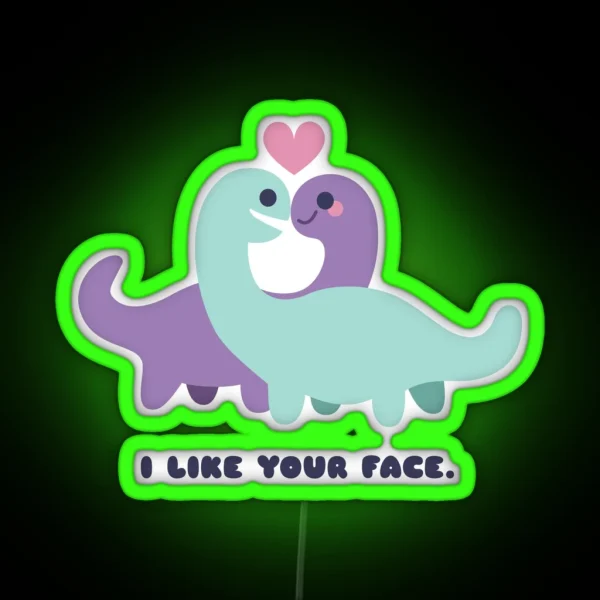 I Like Your Face Dinosaur Couple RGB Neon Sign