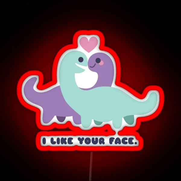 I Like Your Face Dinosaur Couple RGB Neon Sign