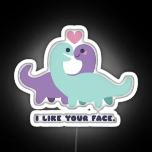 I Like Your Face Dinosaur Couple RGB Neon Sign