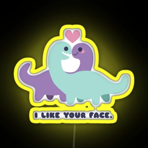 I Like Your Face Dinosaur Couple RGB Neon Sign