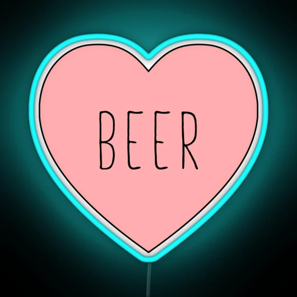 I Love Beer Heart Black Variant RGB Neon Sign
