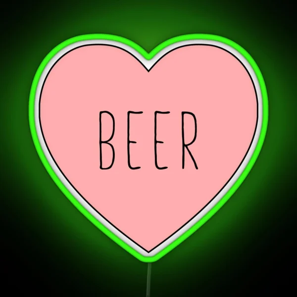 I Love Beer Heart Black Variant RGB Neon Sign