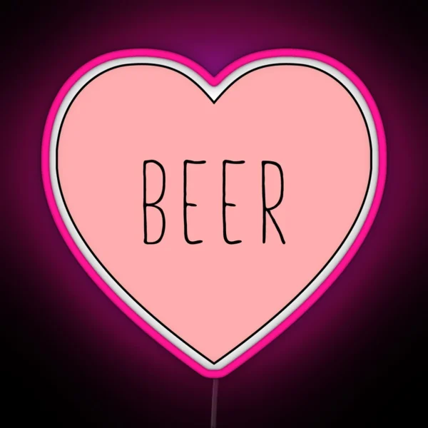 I Love Beer Heart Black Variant RGB Neon Sign