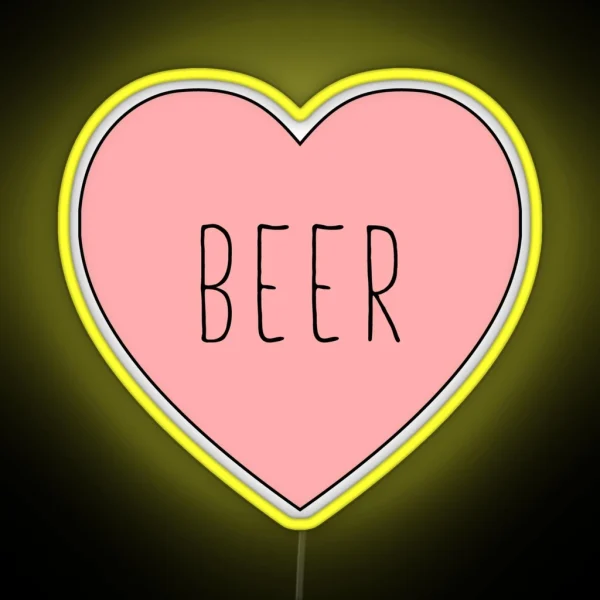 I Love Beer Heart Black Variant RGB Neon Sign