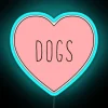 RGB Neon Dog Sign with Loving Heart and Paw Print Design