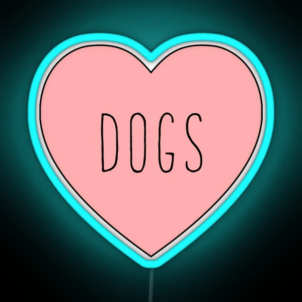 I Love Dogs Heart Dog RGB Neon Sign