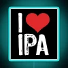 Neon sign declaring love for India Pale Ales in vibrant colors.