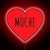 Eye-catching, colorful I Love Mochi Heart neon LED light sign.