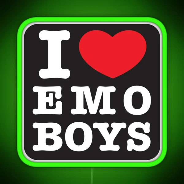 I Love Or Heart Emo Boys In Black RGB Neon Sign