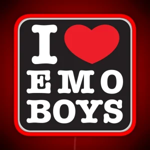 I Love Or Heart Emo Boys In Black RGB Neon Sign