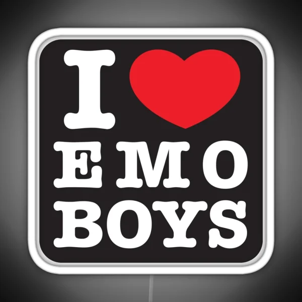 I Love Or Heart Emo Boys In Black RGB Neon Sign