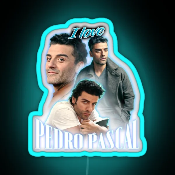 I Love Pedro Pascal Oscar Isaac Cursed Fan Collage RGB Neon Sign