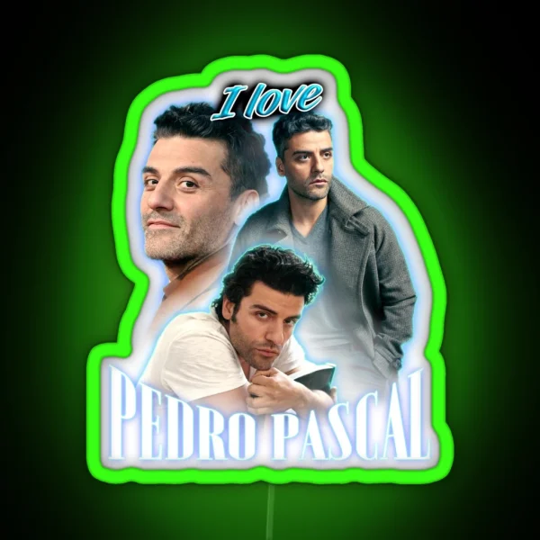 I Love Pedro Pascal Oscar Isaac Cursed Fan Collage RGB Neon Sign