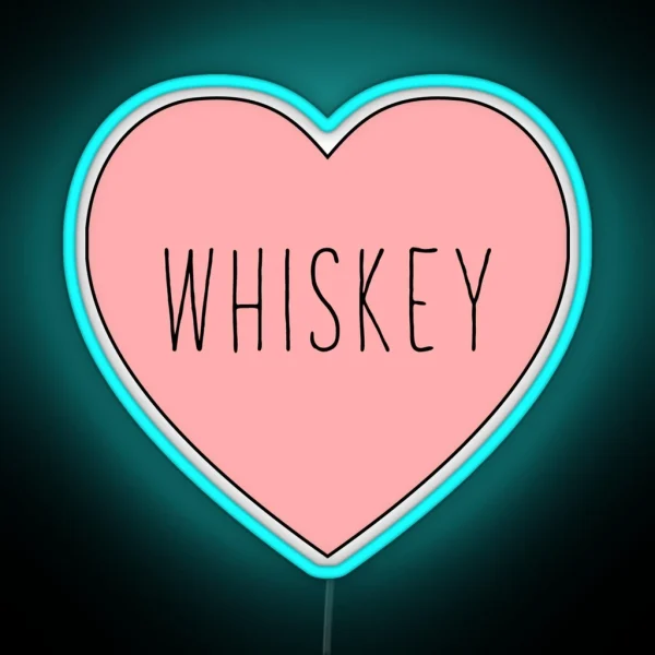 I Love Whiskey Heart Black Variant RGB Neon Sign
