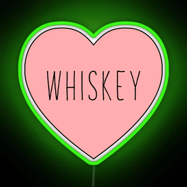 I Love Whiskey Heart Black Variant RGB Neon Sign