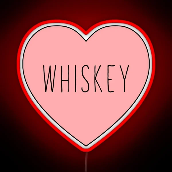 I Love Whiskey Heart Black Variant RGB Neon Sign