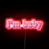 Neon "I'm Baby" Sign in Vibrant RGB Colorful Font Style.