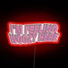 Add a quirky touch with this humorous woozy neon sign.