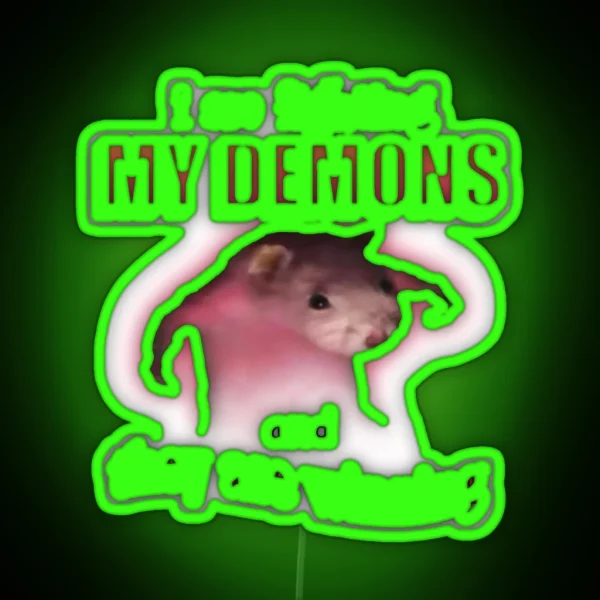 I M Fighting My Demons And They Are Winning Word Art RGB Neon Sign