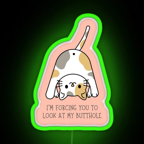I M FORCING YOU TO LOOK AT MY BUTTHOLE Funny Cat Butt RGB Neon Sign