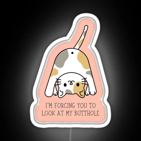 I M FORCING YOU TO LOOK AT MY BUTTHOLE Funny Cat Butt RGB Neon Sign
