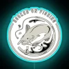 RGB illuminated fishing themed neon badge with fun catchy design
