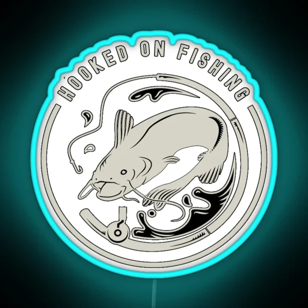 I M Hooked On Fishing Badge1 RGB Neon Sign