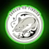 Neon sports themed fishing enthusiast badge decorative home wall art