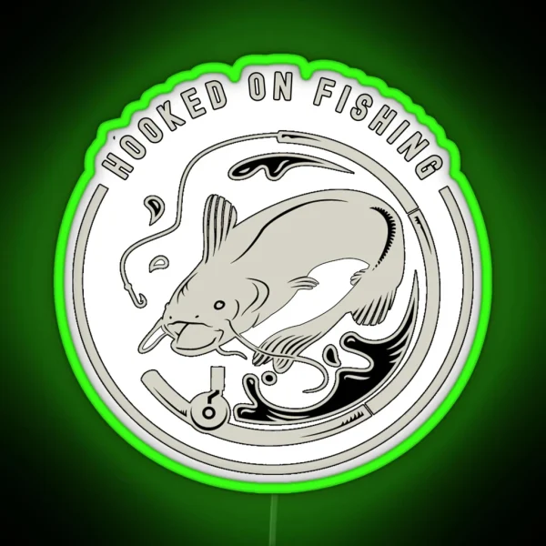 I M Hooked On Fishing Badge1 RGB Neon Sign