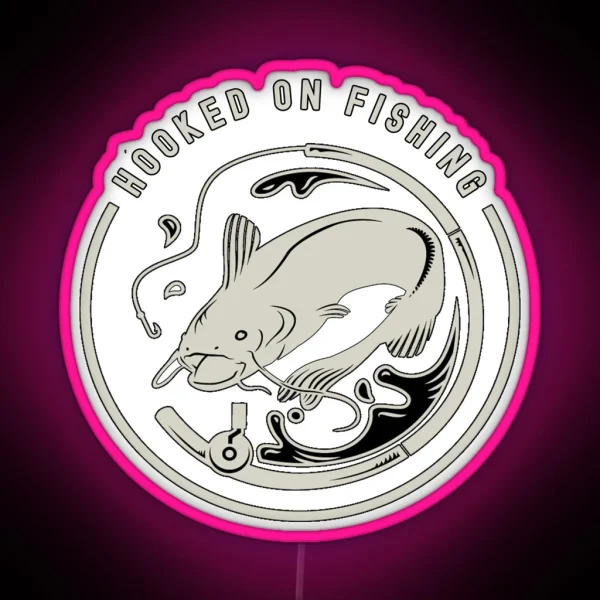 I M Hooked On Fishing Badge1 RGB Neon Sign