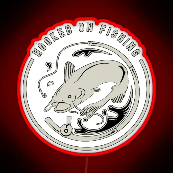 I M Hooked On Fishing Badge1 RGB Neon Sign