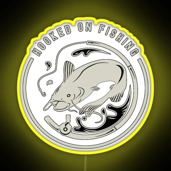I M Hooked On Fishing Badge1 RGB Neon Sign