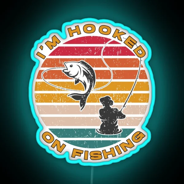 I M Hooked On Fishing Vintage RGB Neon Sign