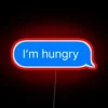 Colorful 'I'm Hungry' LED neon sign for kitchen decor statement.