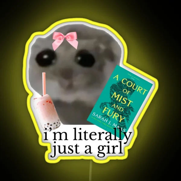 I M Literally Just A Girl Sad Hamster Meme ACOTAR Led RGB Neon Sign