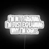 Argumentative yet enlightening phrase in vibrant, neon-lit, multicolor display letters.