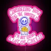 Cheese is my weakness: Brightly lit reminder to eat less.