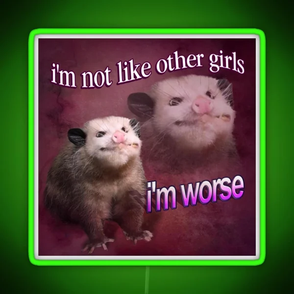 I M Not Like Other Girls I M Worse Possum Word Art RGB Neon Sign