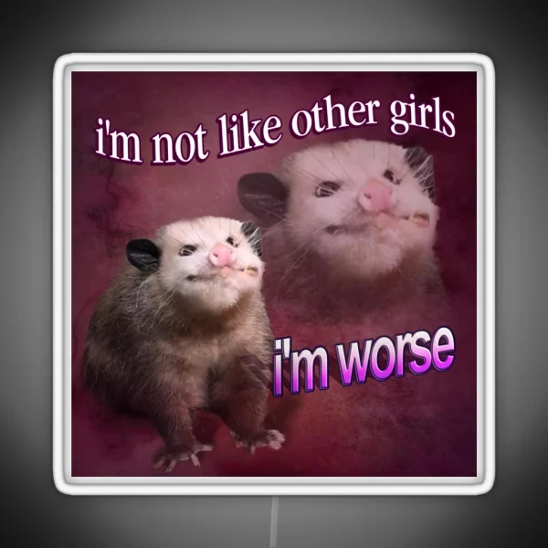 I M Not Like Other Girls I M Worse Possum Word Art RGB Neon Sign