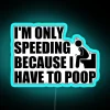 Relatable excuse illuminated with bright RGB neon lighting humorously